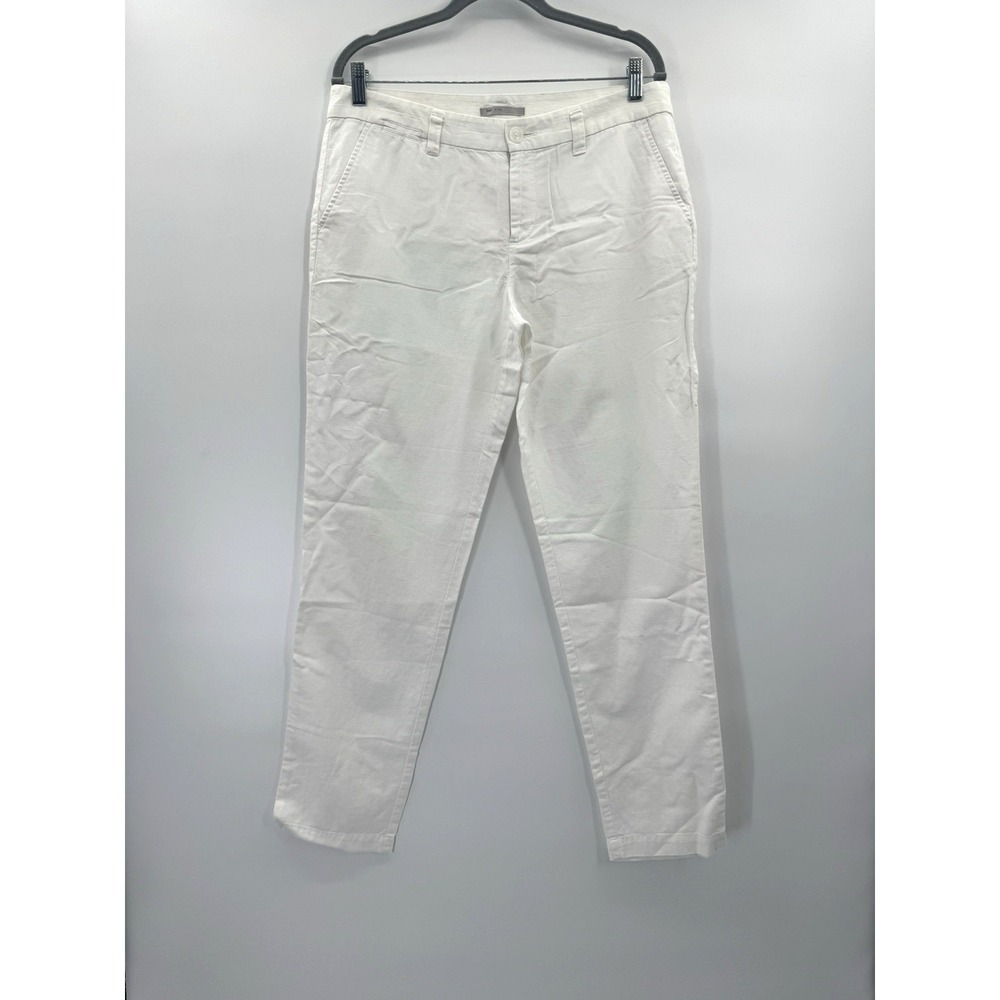 Gap Optic White Linen Pants 8 Tall Broken In Straight Resortwear Cottage Preppy